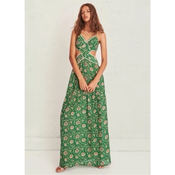ba&sh Dresses & Skirts - BA&SH Paloma Cut-Out Maxi Dress in Green Print